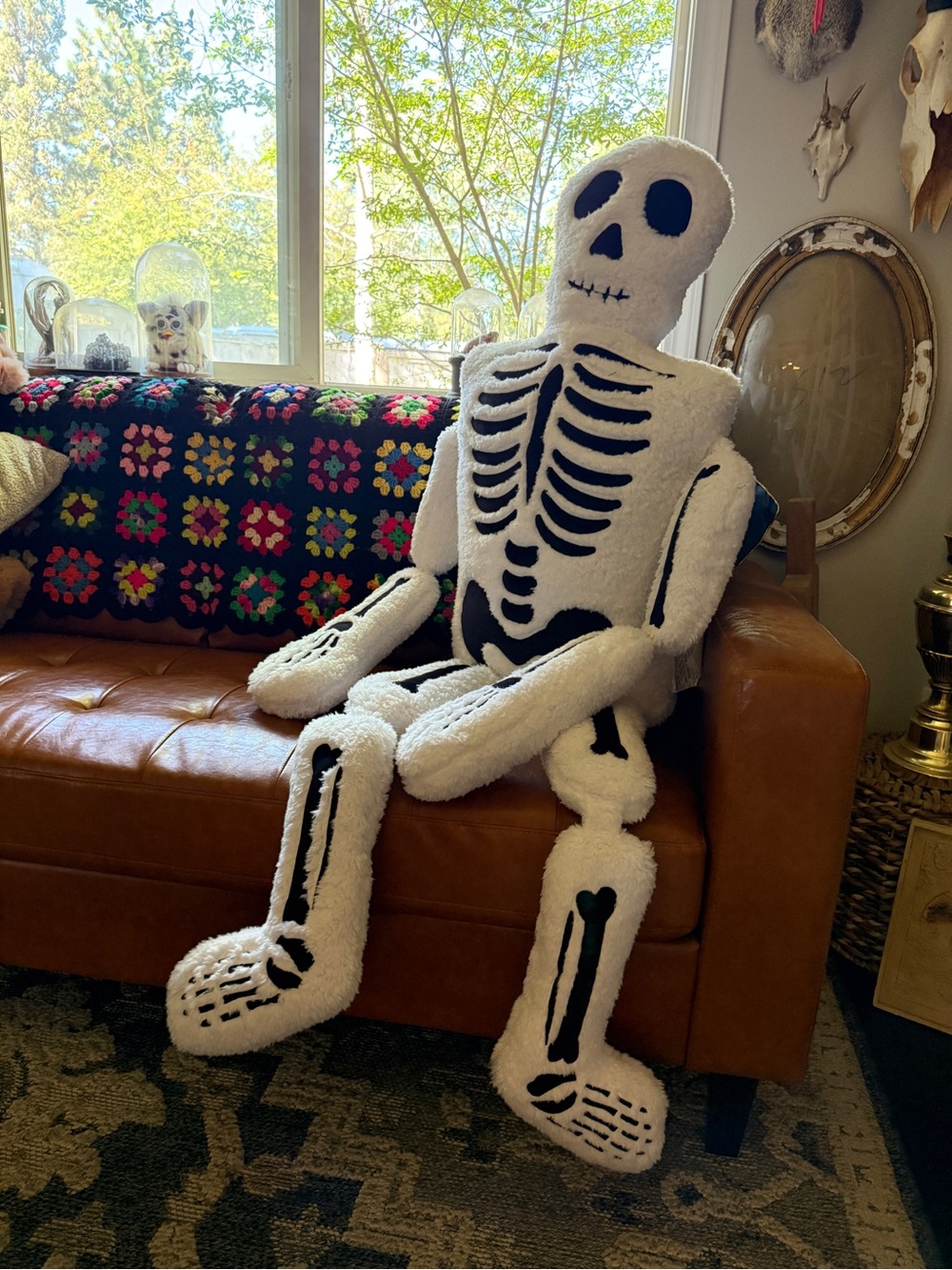 Plush Skeleton pillow Holiday Decor - White and Black